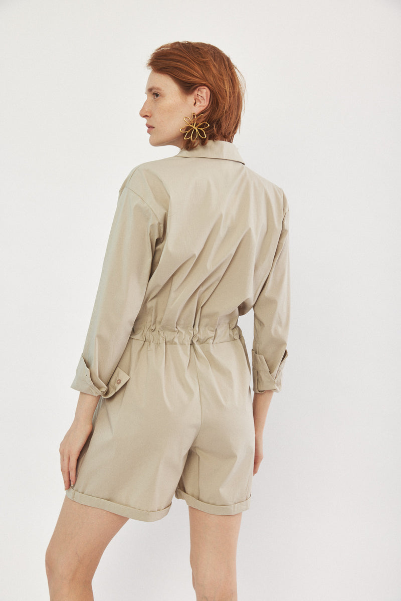 ☃️ Winter 2023  -  Worker - Long sleeves short Jumpsuit - Stone