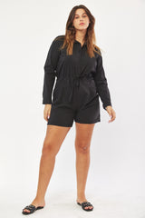 ☃️ Winter 2023  -  Worker - Long sleeves short Jumpsuit - Black
