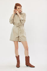 ☃️ Winter 2023  -  Worker - Long sleeves short Jumpsuit - Stone