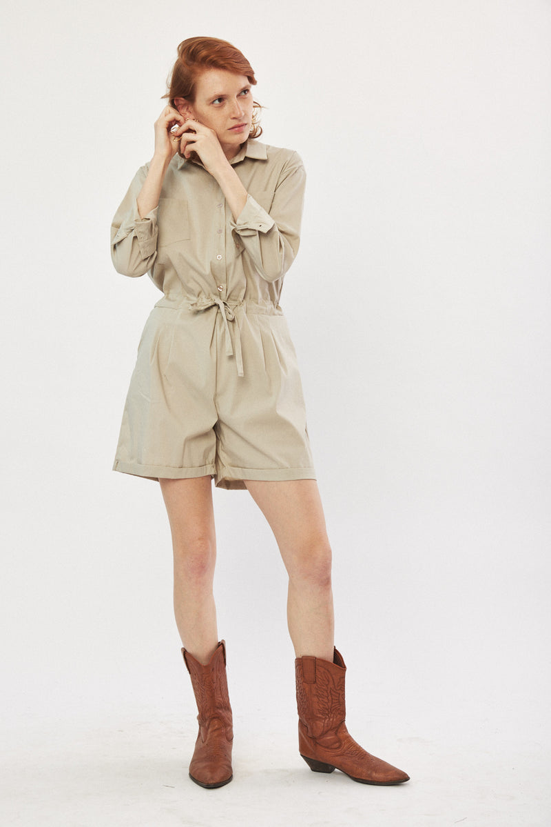 ☃️ Winter 2023  -  Worker - Long sleeves short Jumpsuit - Stone