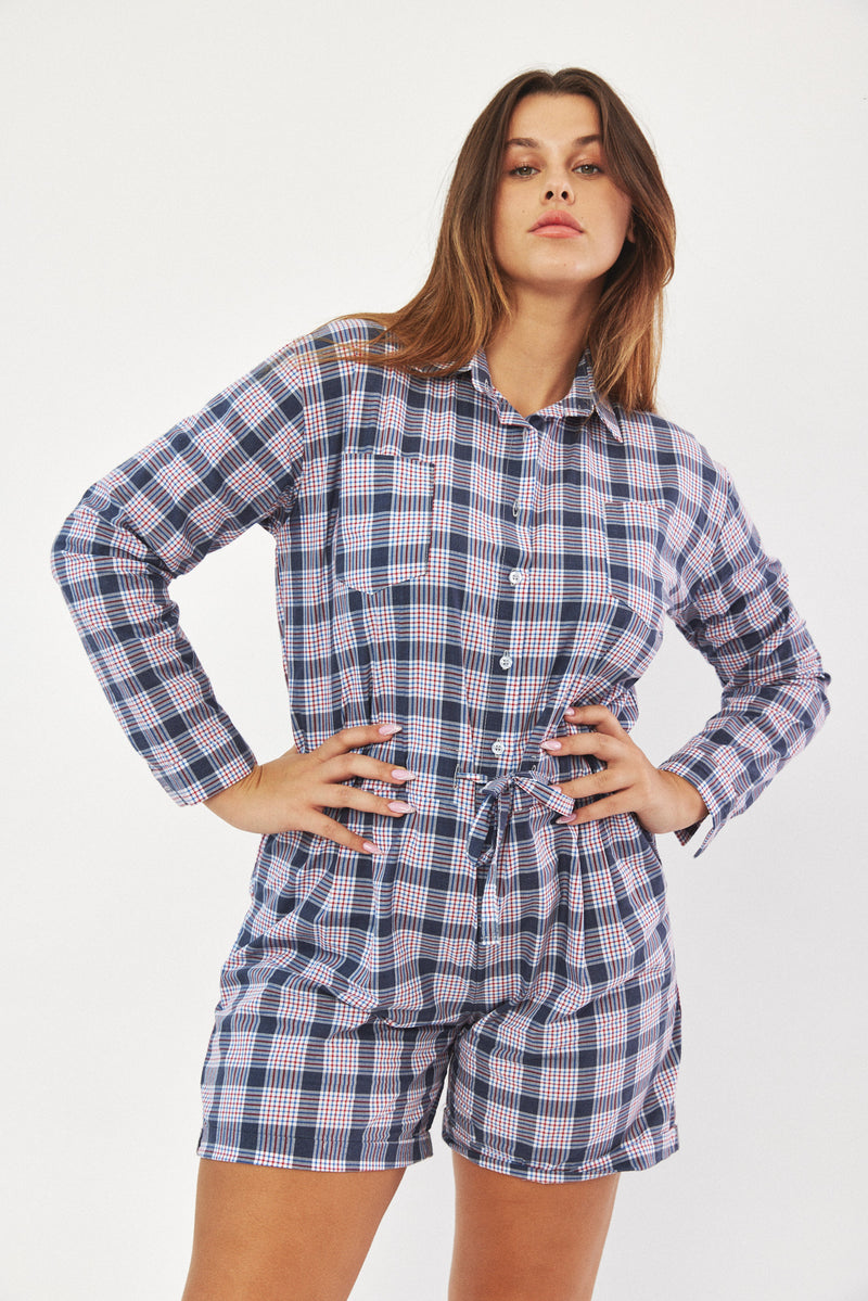 ☃️ Winter 2023  -  Worker - Long sleeves short Jumpsuit - Tommy Plaid