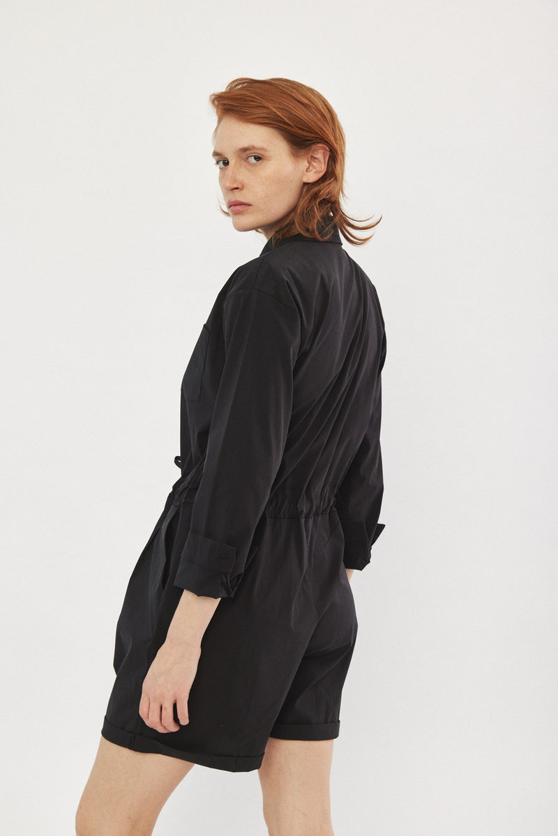 ☃️ Winter 2023  -  Worker - Long sleeves short Jumpsuit - Black