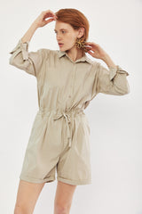☃️ Winter 2023  -  Worker - Long sleeves short Jumpsuit - Stone