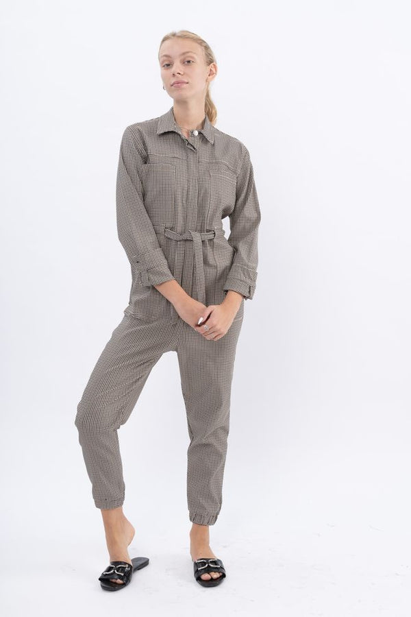 ⛈Winter 2022 - Ada Maxi Jumpsuit - Size 36 Beige and Brown squares