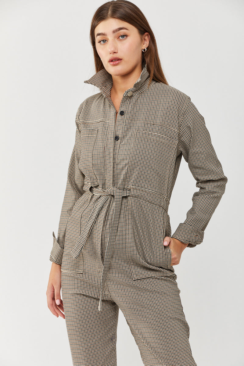 ⛈Winter 2022 - Ada Maxi Jumpsuit - Size 36 Beige and Brown squares