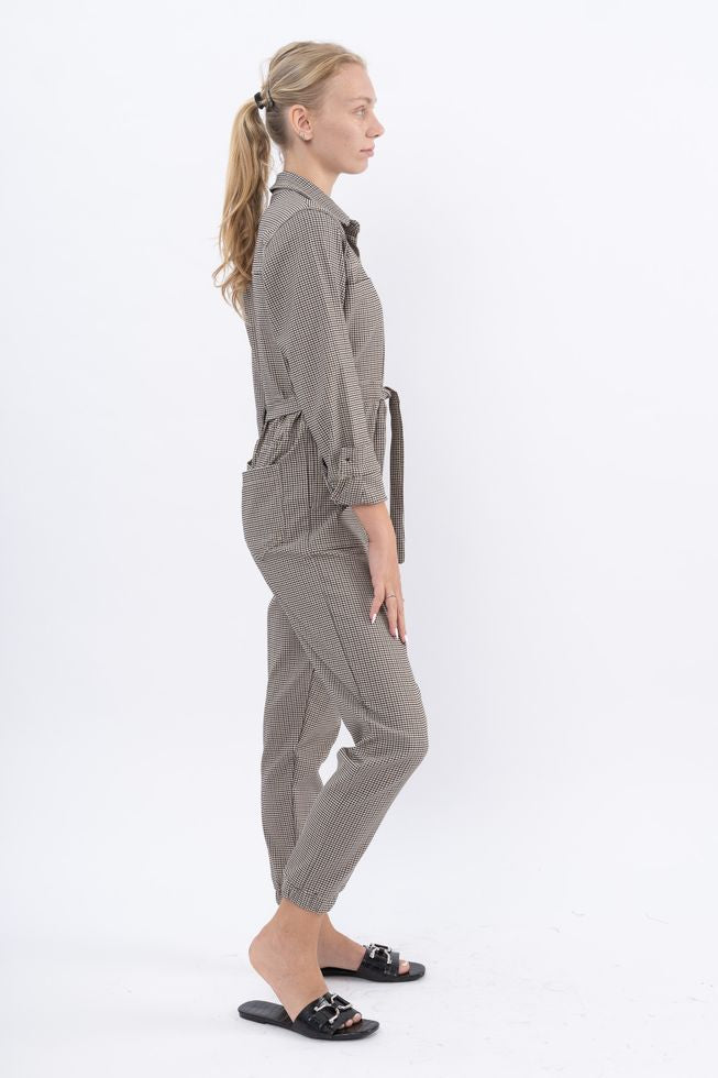 ⛈Winter 2022 - Ada Maxi Jumpsuit - Size 36 Beige and Brown squares
