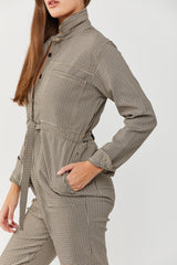 ⛈Winter 2022 - Ada Maxi Jumpsuit - Size 36 Beige and Brown squares