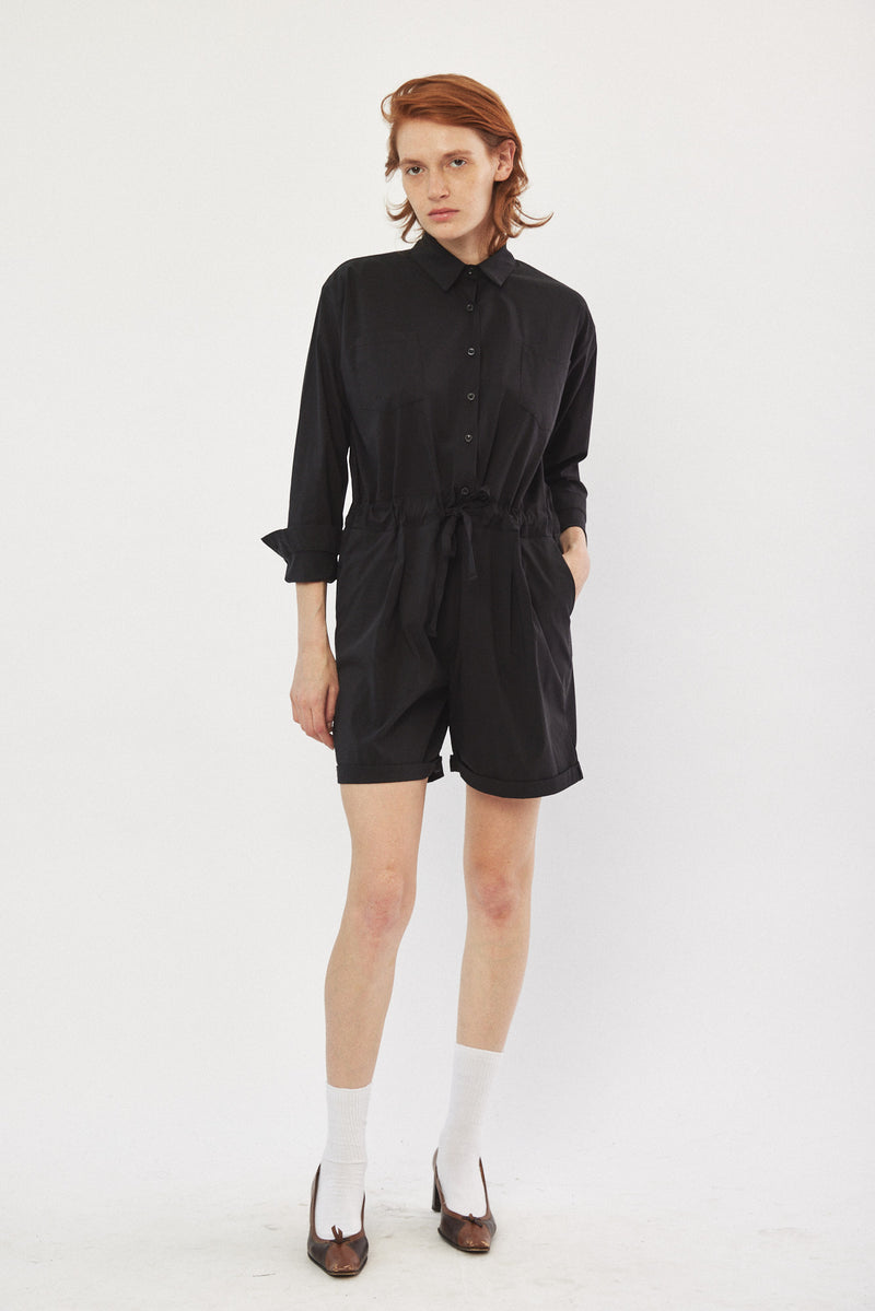 ☃️ Winter 2023  -  Worker - Long sleeves short Jumpsuit - Black